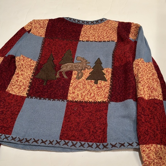 Christopher & Banks moose sweater trees, fall hand embroidered small S - Picture 5 of 5